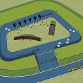 Pet Paradise Park Design Featuring Agility Ramps Jumping Poles And Grass Track