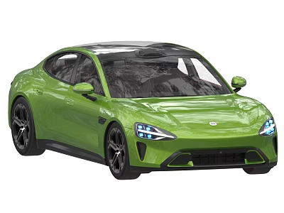 Green Sports Car With Sleek Modern Design Panoramic Sunroof LED Headlights And Black Alloy Wheels 3d model