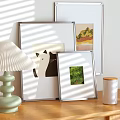 Decorative Ornament Set With Framed Artworks Table Lamp And Decor Items For Cozy Home Interior