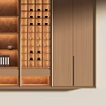 Modern Wooden Tea Cabinet With Multiple Shelves Displaying Tea Sets And Storage Compartments