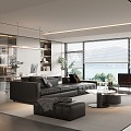 Italian Light Luxury Home Living Room Sofa Coffee Table Combination Leisure Chair Decorative Cabinet 3d model