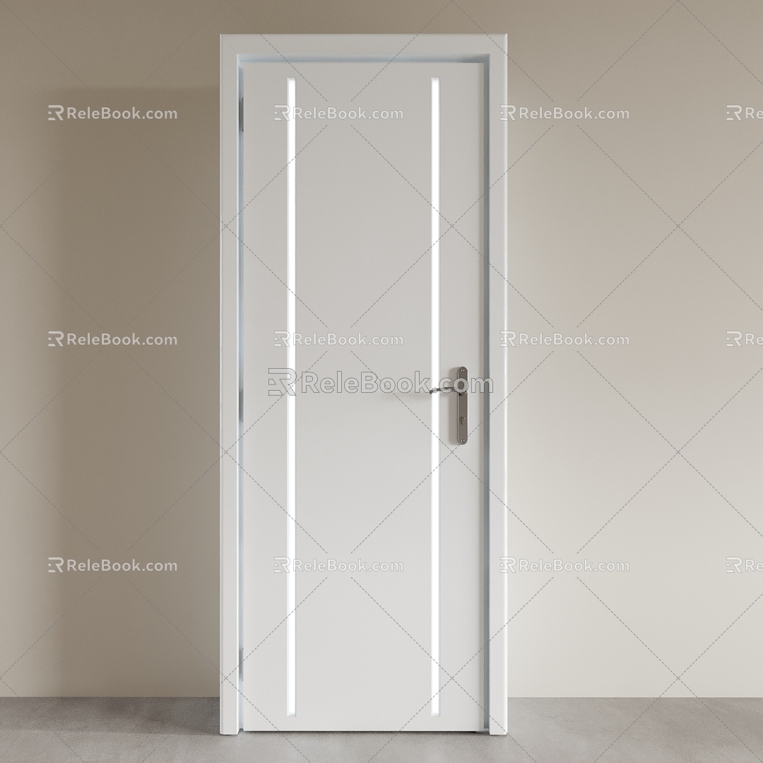 Bedroom door, interior door, single door, swing door 3d model