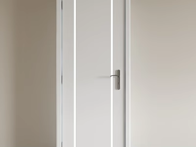 Modern White Swing Door With Sleek Design And Metal Handle For Interior Space 3d model