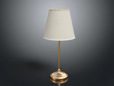 Elegant Modern Table Lamp With White Pleated Lampshade And Golden Base 3d model