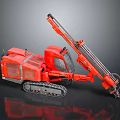 Red Construction Utility Vehicle With Crawler Chassis And Extended Drill Arm 3d model
