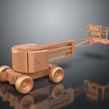 Golden Boom Lift With Extendable Arm Work Platform Wheels And Reflective Base 3d model