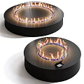 Modern Circular Fireplace Design With Open Flames And Black Base Interior 3d model