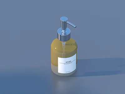 Modern Yellow Cosmetic Bottle With Silver Pump And Soap Label Design 3d model