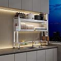 Stylish Kitchen Shelf With Illuminated Dinnerware Set Plates Bowls And Utensils