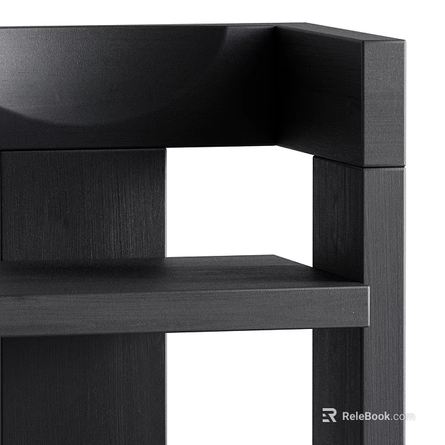 Modern Black Single Chair With Sleek Wooden Frame And Minimalist Design 3d model 