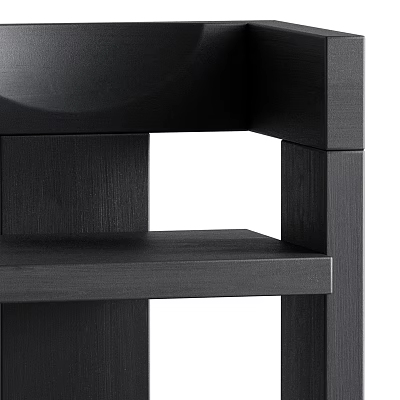Modern Black Single Chair With Sleek Wooden Frame And Minimalist Design 3d model