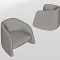 Gray Modern Single Sofa Featuring Curved Armrest And Comfortable Fabric Upholstery 3d model