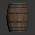Traditional Wooden Barrel As Household Item With Metal Hoops And Carved Details