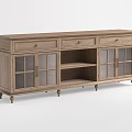 Solid Wood Entryway Cabinet Sideboard With Drawers Glass Doors And Shelves