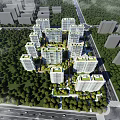 Aerial View Residential Community Planning With High Rise Buildings Green Spaces And Roads
