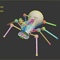 Mechanical Spider Featuring Metal Legs Golden Spheres Gear Components And Reflective Surface Design