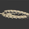 Two White Ring Shaped Household Items With Interconnected Beads And Smooth Finish 3d model