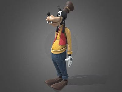 Cartoon Game Movie Character Goofy With Brown Hat Yellow Vest Blue Pants And White Gloves 3d model