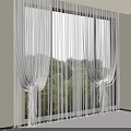 Sheer White Pleated Curtains Tied At Window With Natural Indoor Light