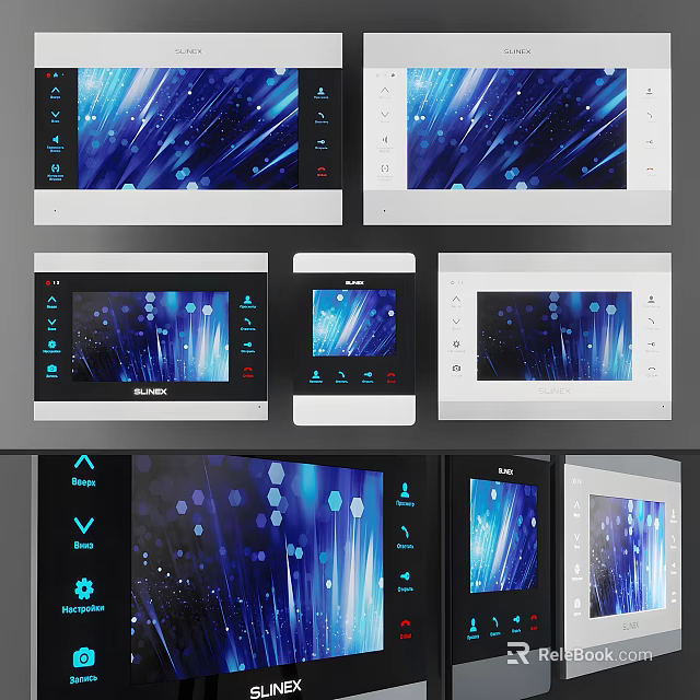 Modern Daily Electrical Appliances With Blue Screen Interface And Control Panels 3d model 