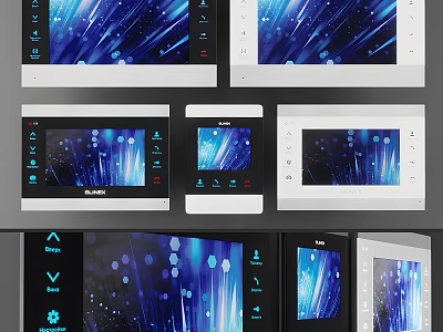 Modern Daily Electrical Appliances With Blue Screen Interface And Control Panels 3d model