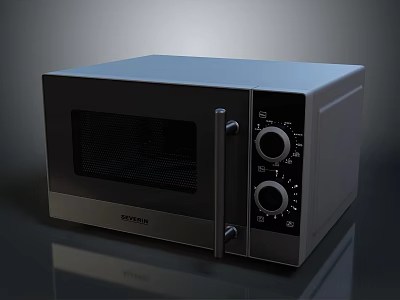 Semper Modern Black Microwave Oven With Dial Controls And Transparent Window 3d model