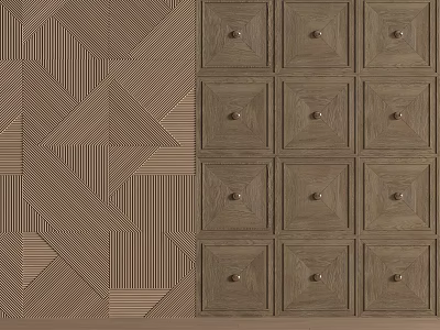 Brown Wooden Wall Panels with Geometric Patterns and Square Designs for Modern Interior Decor 3d model