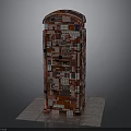 Red And Pink Block Composed Tower Structure On Square Platform Base