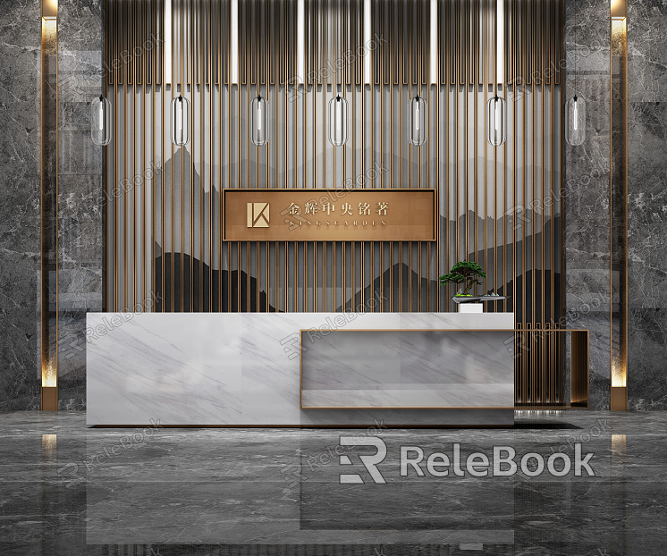 Modern reception desk sales front desk background model