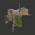 Ancient Stone Structure With Wooden Platform Steps Green Vines And Wheel Components