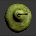 Fresh Ripe Yellow Green Pear With Brown Stem On Dark Background