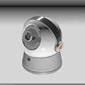 Smart Security Camera With White Design Black Accents Orange Details And Rotatable Lens