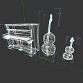 Brown Wooden Piano Double Bass And Violin Classical Musical Instruments