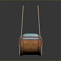 Cozy Hanging Furniture With Wooden Frame Pink Cushion And Blue Pillow