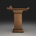 Wooden Functional Table with Carved Details and Round Objects on Top 3d model
