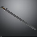 Blue Medieval Sword With Wooden Handle And Sharp Polished Blade