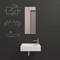 Modern Bathroom Washbasins Design With White Countertops And Chrome Faucets Mounted On Black Wall