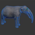 Gray Elephant Standing Against Dark Background With Long Tusks 3D Rendering