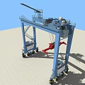 Industrial Mobile Gantry Crane With Red Lifting Hook And Blue Metal Structure