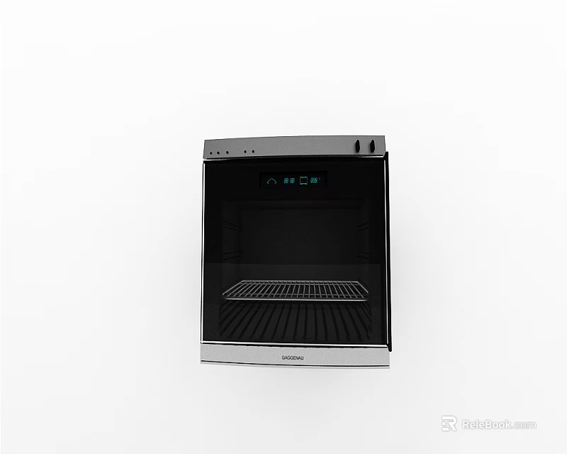 Stainless Steel Kitchen Oven With Black Glass Door And Digital 3d model 