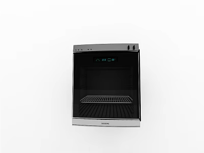 Stainless Steel Kitchen Oven With Black Glass Door And Digital 3d model