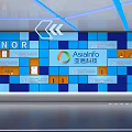 HONOR And AsiaInfo Brand Display On Blue Orange Tile Wall With Modern Design
