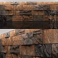 Textured Natural Stone Background Wall With Multi Colored Stone Blocks Design 3d model