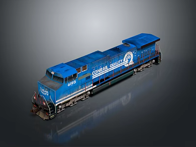 Blue Conrail Diesel Locomotive Engine Number 8369 Front Side View 3d model