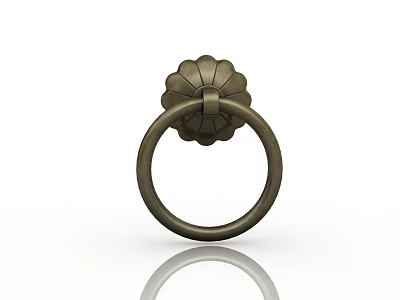 Bronze Tone Round Metal Pull Handle with Decorative Flower Shaped Top for Cabinet Doors 3d model