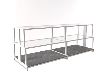 Sleek Display Racks With Metal Frame And Glass Shelves For Retail Store Use 3d model
