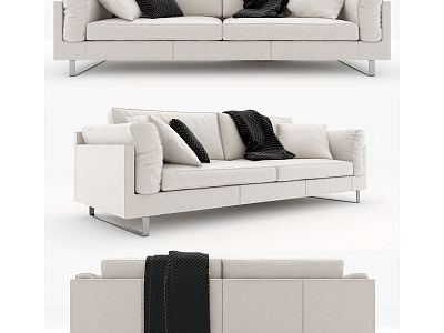 Modern double sofa in-line fabric multi-person sofa model