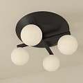 Modern Ceiling Light With Black Base And Four White Spherical Bulbs