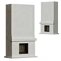 Modern White Fireplace Design With Minimalist Stone Structure And Decorative Elements 3d model