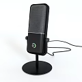 Black Wired Microphone with Stand Green Button for Mobile Digital Audio Recording 3d model